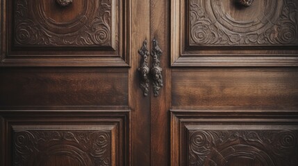 A detailed shot of a vintage wooden door, exuding an antique charm.
