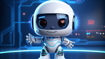 cute cartoon robot android, ai generated