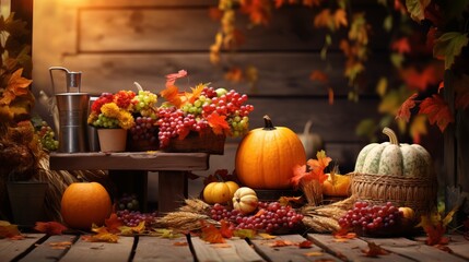 Autumn Thanksgiving Colorful Setting Background Generative AI