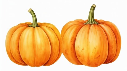 Halloween pumpkins . Hand drawn watercolor illustration, isolated on white background Generative AI