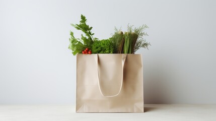 Colorful assortment of vegetables in a eco-friendly shopping bag