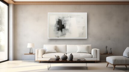 Modern living room with a minimalist design and a stunning artwork on the wall