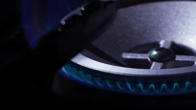 Gas burner. Fire lights from gas stove. Gasification of houses and apartments concept.