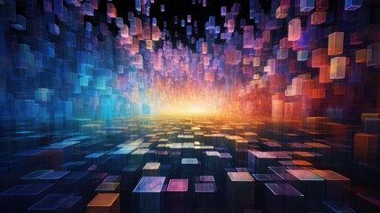 Obraz premium Abstract cubes in a dark room