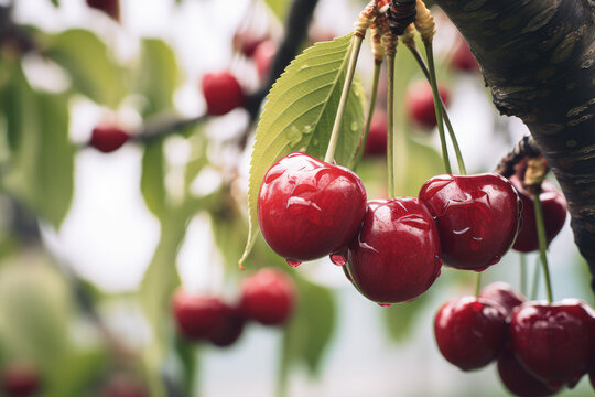 Cherries in the tree plantation