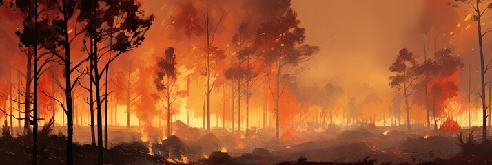 forest fire burn with trees and tress in the background Generative AI
