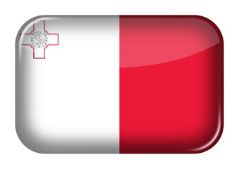 Malta web icon rectangle button with clipping path 3d illustration
