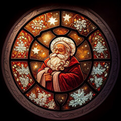 Obraz premium Saint Nicholas is depicted on a mosaic in an oval ornament. AI Generated