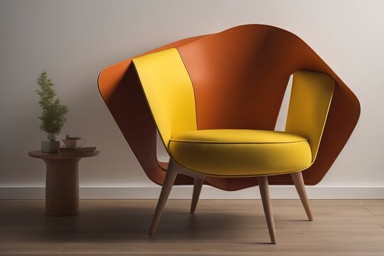 Colorful armchair on a solid color background. ai generative