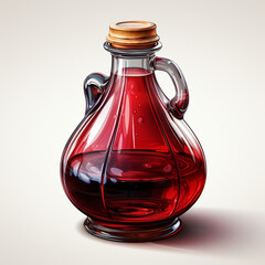 a red glass bottle