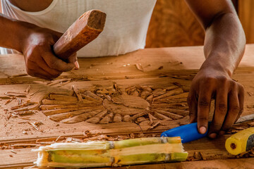 African workshop for woodcarving in Zanzibar