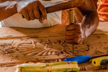 African workshop for woodcarving in Zanzibar