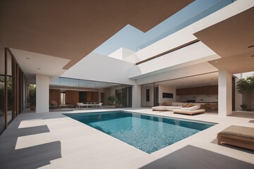 Fototapeta na wymiar Swimming pool in a modern villa, ai generative