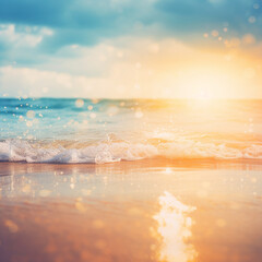 Sunlight Beach Colorful Blurred Bokeh Background
