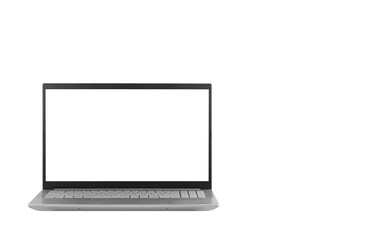 Gray laptop on a transparent and white background close-up