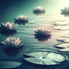 Fototapeta na wymiar Pond with lotus, lotus in lake lotau flower in water