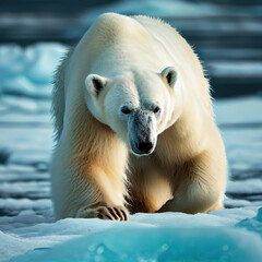 Plakat white bear snow bear, bear on ice grizzly bear
