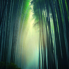 Bamboo forest high bamboos, morning in  bamboo forest, long bamboo trees
