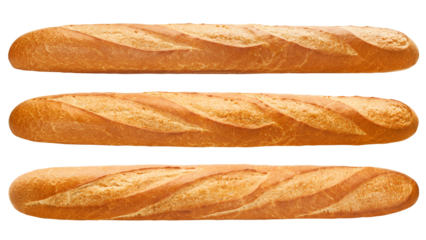 Baguette isolated on white background, full depth of field