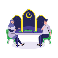 Muslim couple having nice conversation among each other, good community in their neighborhood
