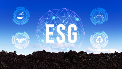 ESG icon concept for environmental, social and governance in sustainable and ethical business on...