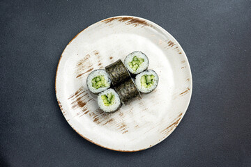 delicious and healthy vegetarian rolls, Japanese cuisine. Close-up 