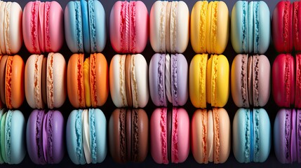 Multicolor background with colorful macarons cookies
