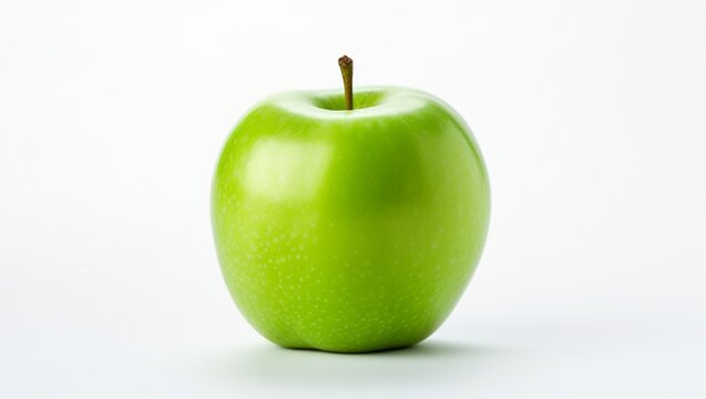 Green apple on a white background. Ripe fruit