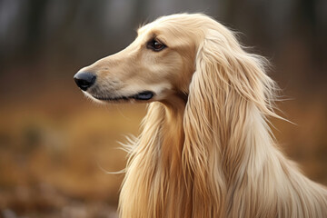 Portrait of an Afghan hound dog on the street