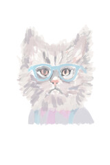 illustration of a fluffy cat on a white background