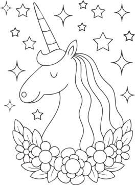 Unicorn coloring book pages, Unicorn animals vector cartoon putline