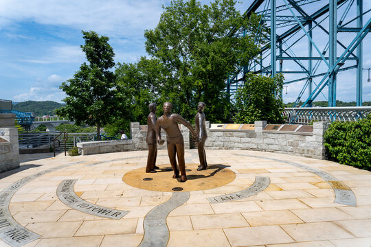 Chattanooga, Tennessee: Ed Johnson Memorial. Ed Johnson an African American man was lynched. Accused and sentenced for assaulting a white woman, he was posthumously declared innocent.