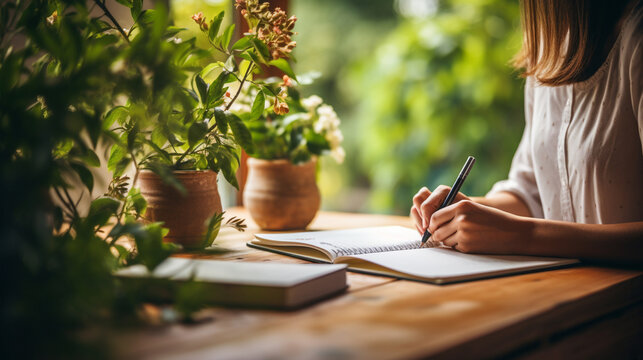 A thoughtful individual writing in a journal to promote self-reflection and emotional awareness 