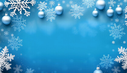blue christmas background with snowflakes and christmas balls
