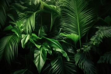 Green leaves background. Green tropical monstera leaves, illustration generated with AI