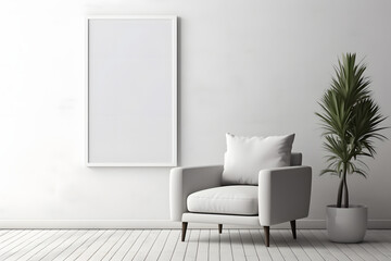 Serene and Inviting Living Room Picture Frame Mockup, generative, ai