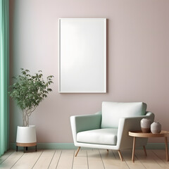 Soft and Serene Wall Display Picture Frame Mockup, generative, ai