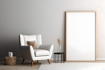 Neutral and Modern Wall Decor Picture Frame Mockup, generative, ai