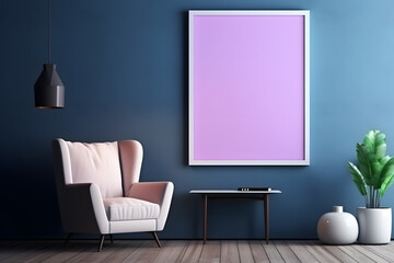 Serene and Clean Living Space Picture Frame Mockup, generative, ai