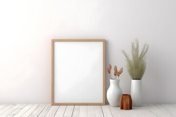 Soft and Stylish Blank Frame Picture Frame Mockup, generative, ai