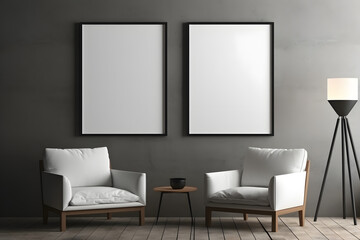 Contemporary Interior with Soft Decor Picture Frame Mockup, generative, ai