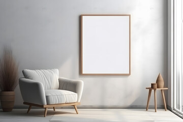 Stylish Blank Frame in Serene Setting Picture Frame Mockup, generative, ai