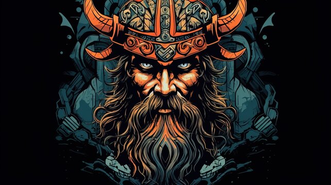 Viking - Colorful, Vintage, Dark Background  Art , Canvas , Wallpaper