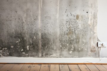 Accumulation of black mold in the corner of a dated house. Growth of mildew underneath the Wallpaper.