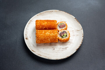 Delicious tuna roll, Japanese cuisine.  Close up 