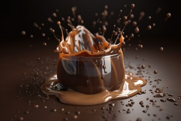 hot liquid coffee splash with Coffee Bean falling