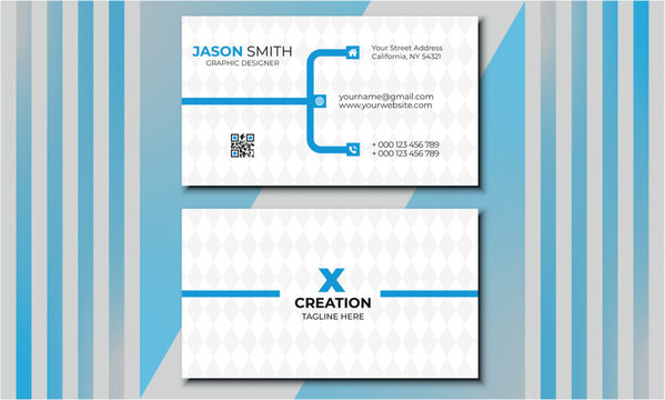 simple business card design, Flat business card design vector, Personal visiting card with company logo, Modern and simple business card design with logo