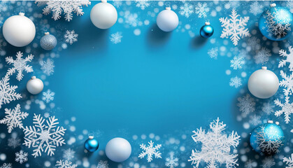blue christmas background with snowflakes and christmas balls
