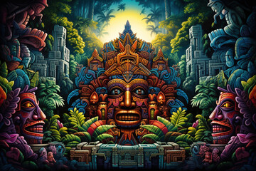 Obraz premium Mesoamerican temple