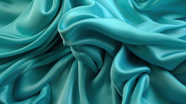 turquoise fabric beautiful silk luxury background. generative ai